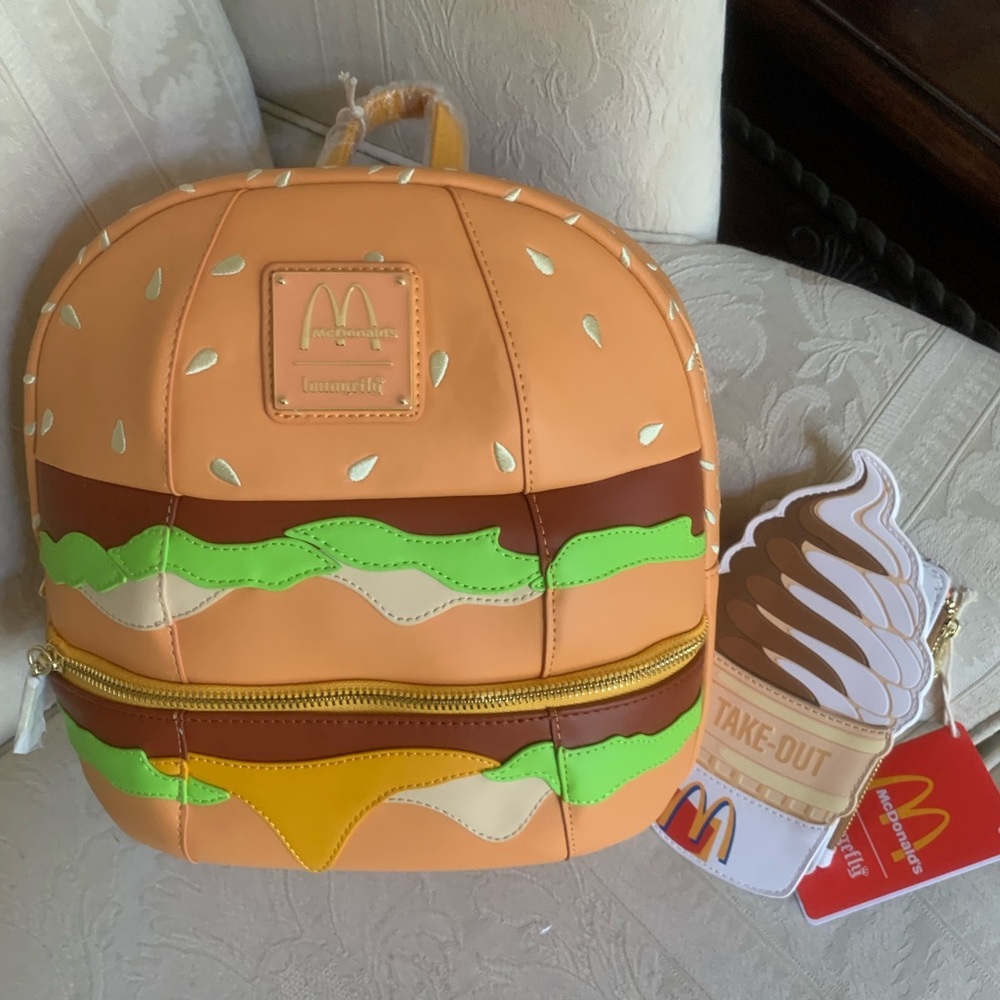 Loungefly x McDonald’s Big Mac Backpack Bag & Ice Cream Wallet Bundle NWT